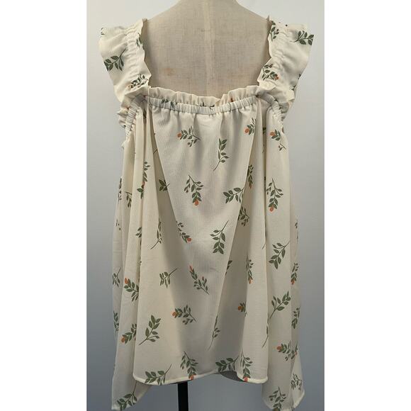 Lularoe Ruffle Daisy style edge Tank NWT 2xL Cream with flowers - Picture 3 of 6